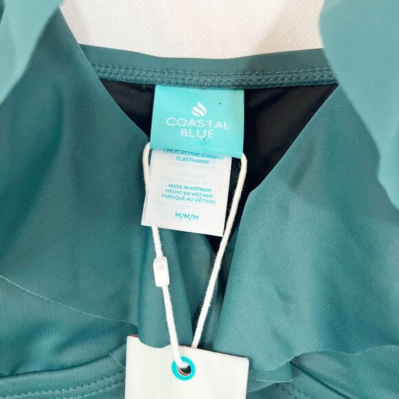 NEW Coastal Blue Green Ruffle One Piece Swimsuit - Size Medium - Picture 3 of 4